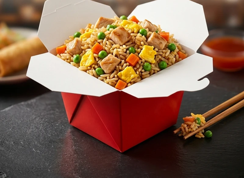 Chicken fried rice takeout at Mayflower in Winnipeg, MB